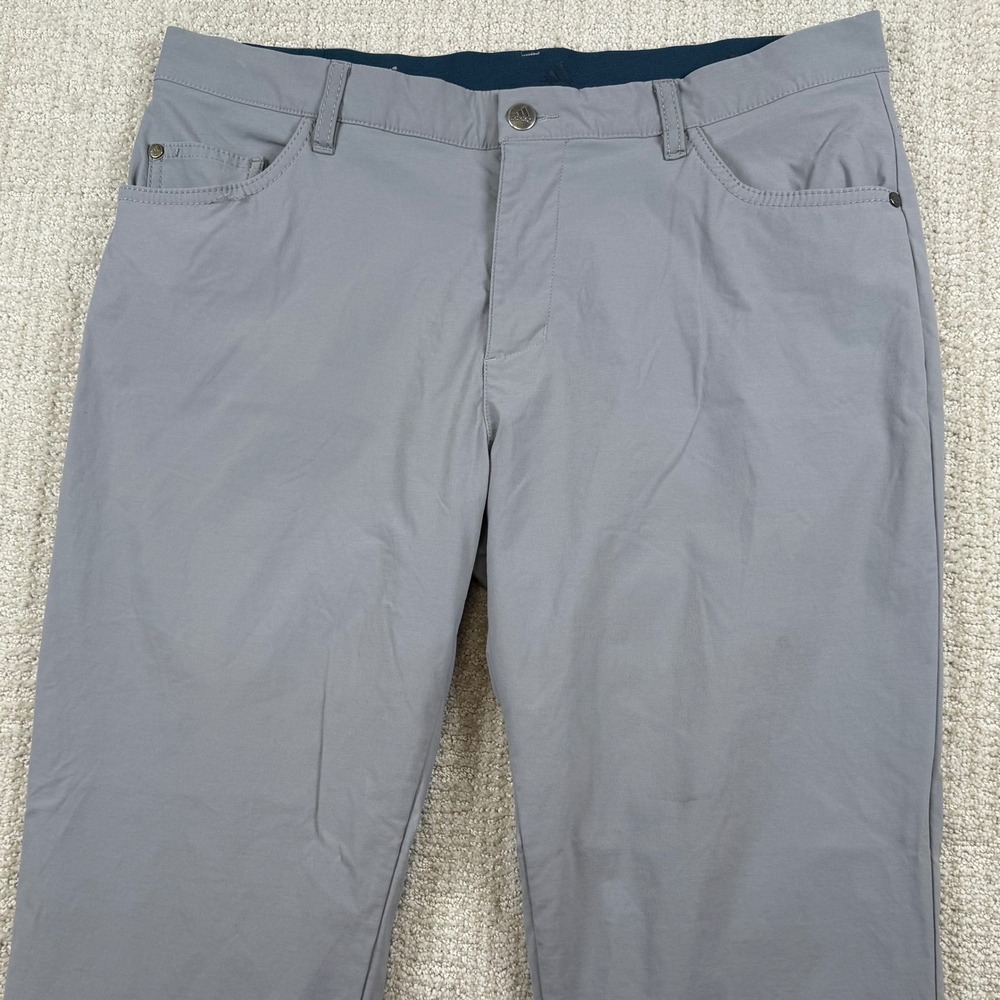 Adidas 365 Mens 34x32 (Actual 34x30) Gray Go-To 5 Pocket Tapered Fit Golf Pants - Picture 4 of 11